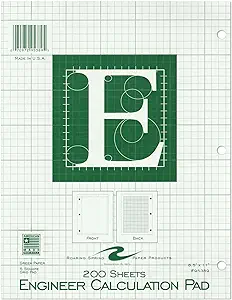 roaring spring engineering pad frame front 1/2 right margin 200 sheets 8 5 x 11 green paper 1st edition