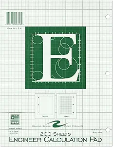 roaring spring engineering pad frame front 1/2 right margin 200 sheets 8 5 x 11 green paper 1st edition