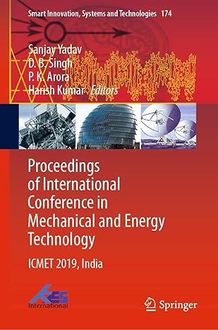 proceedings of international conference in mechanical and energy technology icmet 2019 india 1st edition