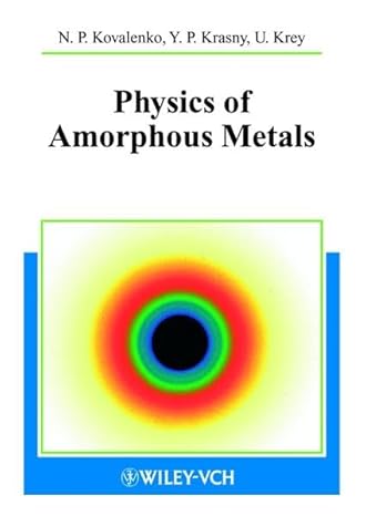 physics of amorphous metals 1st edition nikolai pavlovich kovalenko ,y p krasny ,uwe krey ,iu p krasnyi