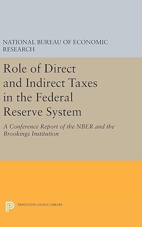 role of direct and indirect taxes in the federal reserve system a conference report of the nber and the