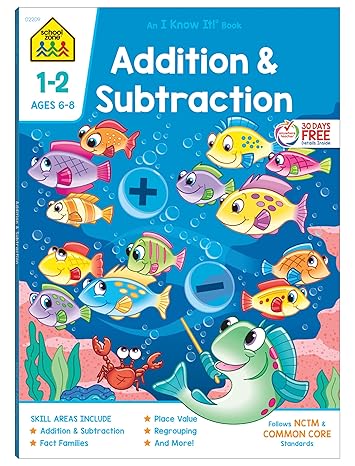school zone addition and subtraction workbook 1st grade math place value regrouping fact tables and more