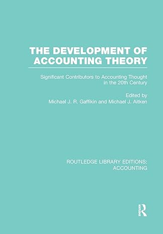 the development of accounting theory significant contributors to accounting thought in the 20th century 1st