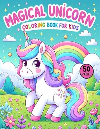 magical unicorn coloring book for kids 50 pages cute baby unicorns beautiful majestic unicorns rainbows