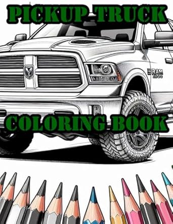 pickup truck coloring book for kids teens adults 40+ pages cars vehicle 1st edition eagles wings press