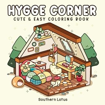 hygge corner coloring book for adults and teens featuring cozy corners and pocket spaces simple and cute