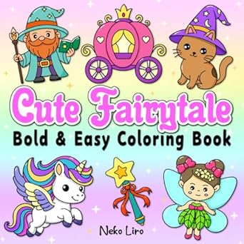 cute fairytale bold and easy coloring book for adults and kids with whimsical magical and cozy fantasy