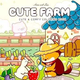 cute farm coloring book for adults and teens featuring super cute animal characters with easy and simple