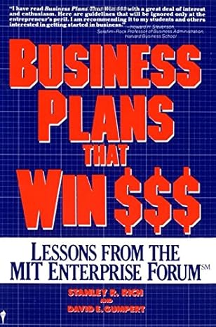 business plans that win $$$ lessons from the mit enterprise forum 1st edition stanley r rich 0060913916,