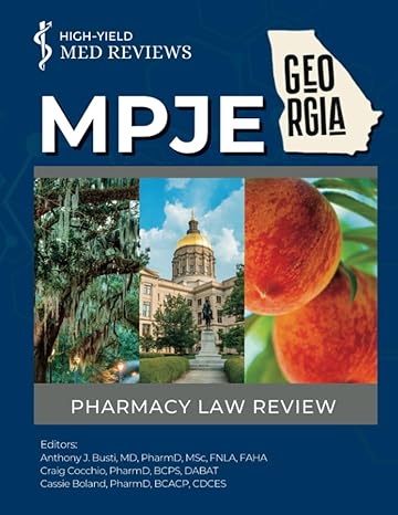 mpje georgia a pharmacy law review 1st edition high yield med reviews ,anthony j busti ,craig cocchio ,cassie