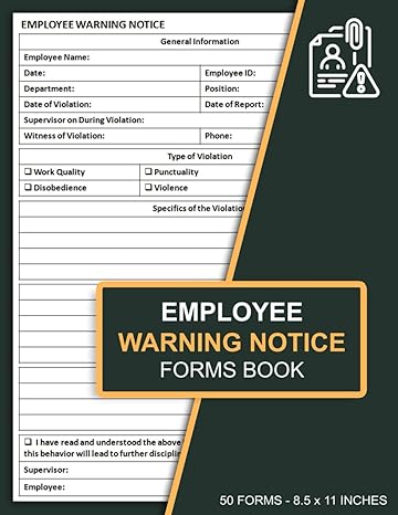 employee warning notice forms book employee disciplinary action report form write up sheets for employers 100