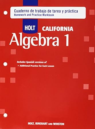 holt algebra 1 cuaderno de trabajo de tarea y practica 1st edition rinehart and winston holt 0030991048,