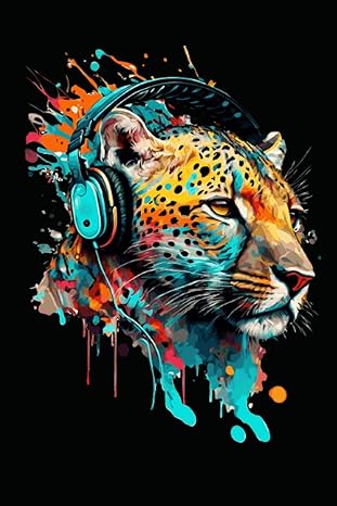 colourful leopard with headphones leopard music dj diary wildcat 120 blank pages lined a5 6 9 1st edition