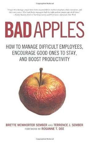 bad apples how to manage difficult employees encourage good ones to stay and boost productivity 1st edition