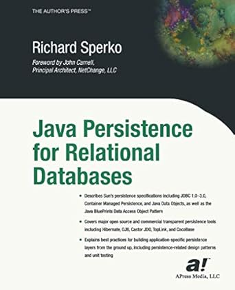 java persistence for relational databases 1st edition richard sperko 1590590716, 978-1590590713