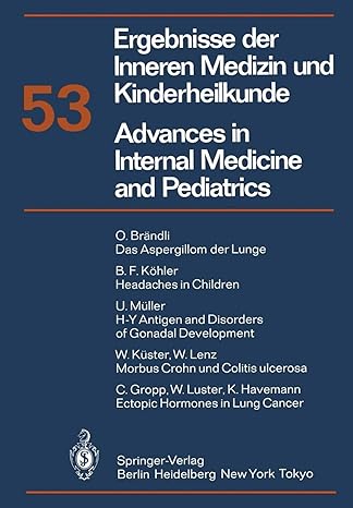 ergebnisse der inneren medizin und kinderheilkunde/advances in internal medicine and pediatrics neue foige