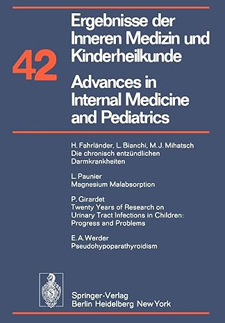 ergebnisse der inneren medizin und kinderheilkunde / advances in internal medicine and pediatrics 1st edition