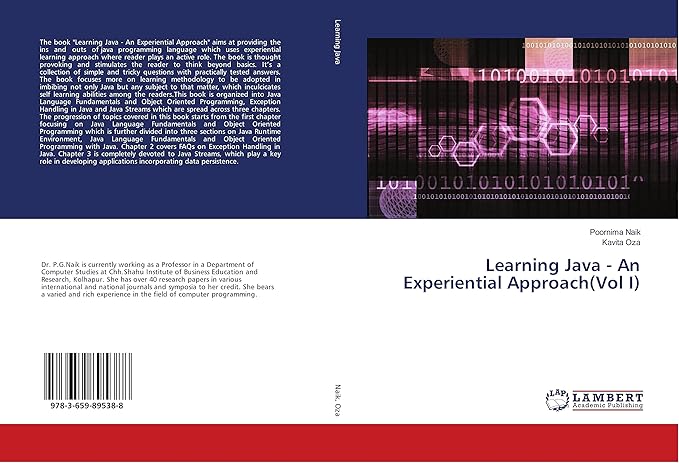 learning java an experiential approach 1st edition poornima naik ,kavita oza 3659895385, 978-3659895388