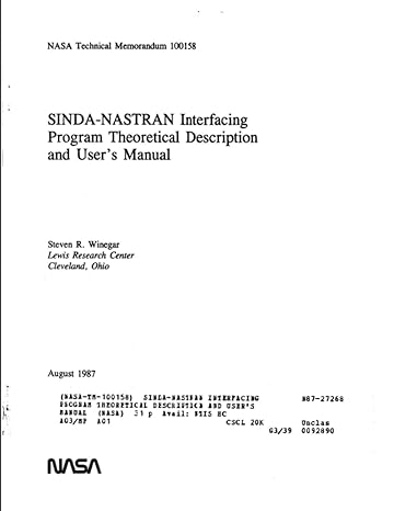 sinda nastran interfacing program theoretical description and users manual august 1 1987 1st edition nasa