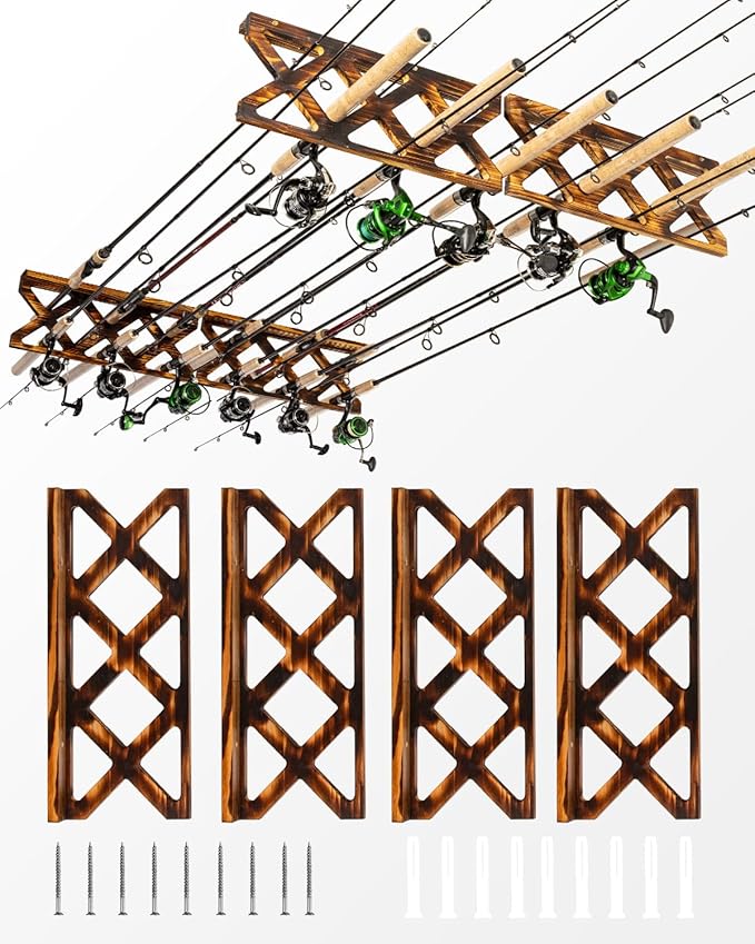 ghosthorn holds up to 12 rods fishing pole rod racks wall or ceiling mounted fishing pole rod holders for