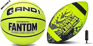 and1 basketball and street legends youth football bundle official regulation size 7 rubber basketball