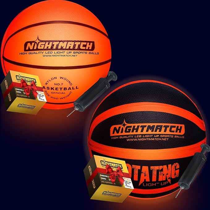 nightmatch waterproof size 7 and size 5 led light up basketball glow in the dark basketball with 2 leds 8