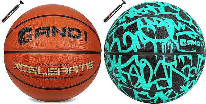 and1 rubber basketball bundle two regulation official size basketballs  ?and1 b0c41jmx7p