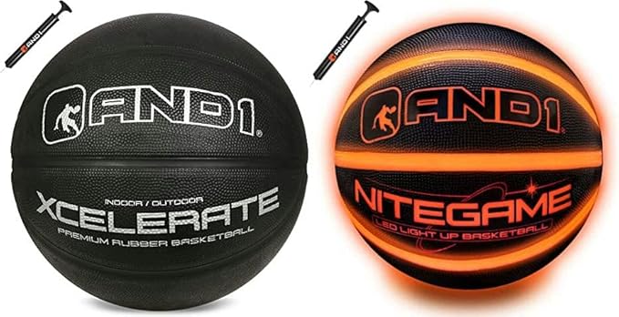 and1 basketball bundle led light up basketball and regulation size rubber basketball  ‎and1 b0c2m9crfl