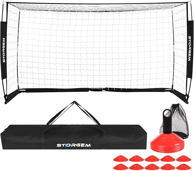 storgem soccer goal soccer net soccer goals for backyard with bow frame collapsible metal base and 15