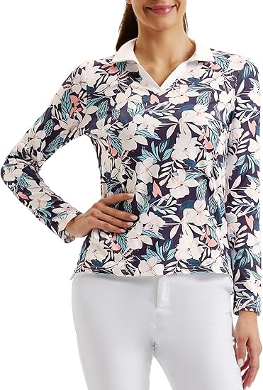 jack smith womens long sleeve golf polo shirts collared v neck athletic tennis shirts moisture wicking  