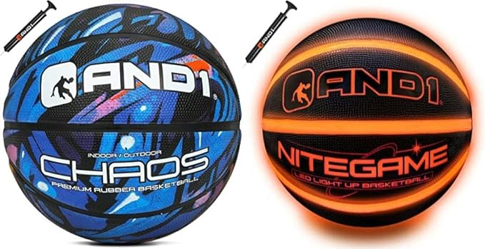 and1 basketball bundle led light up basketball and regulation size rubber basketball ?and1 b0c2m99ckd