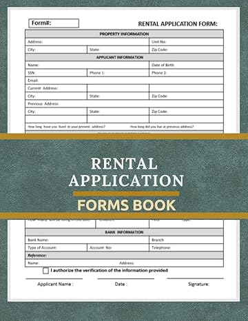 rental application forms book rental lease forms book for landlord residential lease applicant form book for