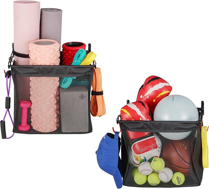 plkow wall mount sports ball storage rack 2 pack ball holder home gym storage for balls yoga mat foam roller