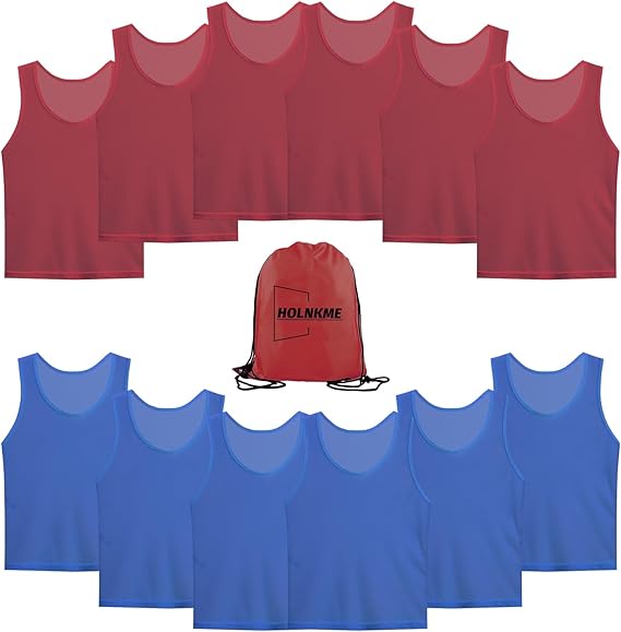 holnkme scrimmage team practice vests sports pinnies soccer training basketball nylon mesh jerseys for child