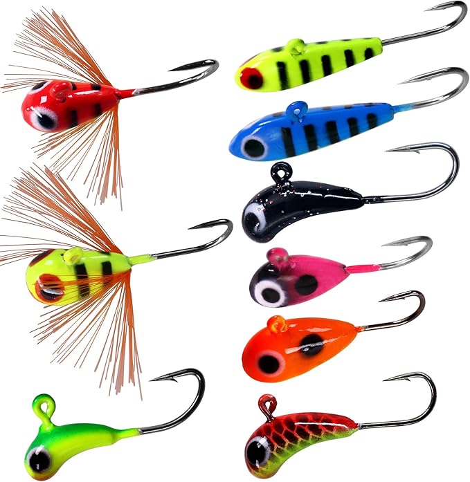 thkfish ice fishing jigs ice fishing lures ice fishing gear ice small fishing tackle kit crappie panfish jigs