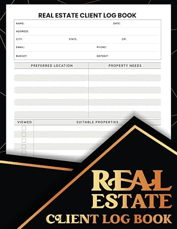 real estate client log book tracker and organizer for real estate agents realtors client portfolio management