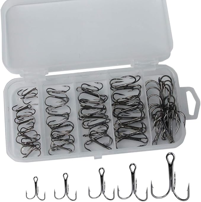 drasry fishing treble hooks set for saltwater freshwater size 1/0 to  high carbon steel different fish hook
