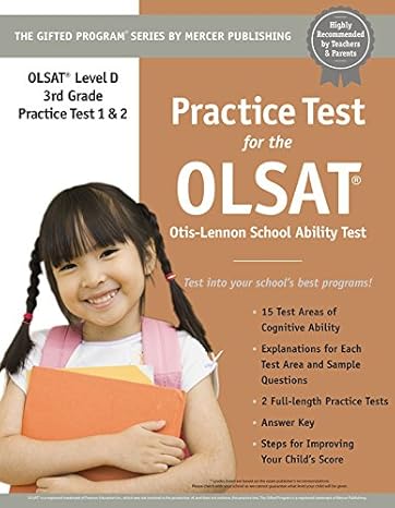 practice test for the olsat level d otis lennon school ability test 1st edition mercer publishing 1937383458,