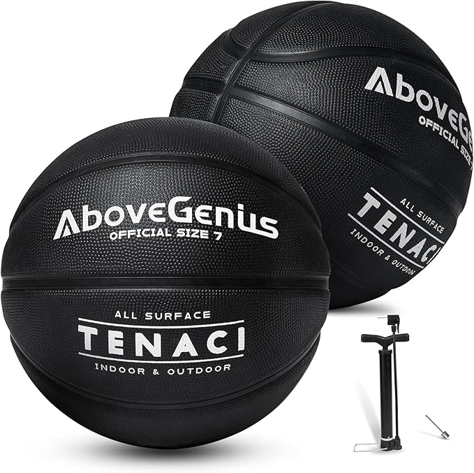 abovegenius 2 pack outdoor basketballs offical size 7 size 5 rubber basketball balls for men and women 
