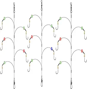 fishing hook with leader 5 hooks fishing rig 7 strands nylon coated fishing leader with swivle snap hooks