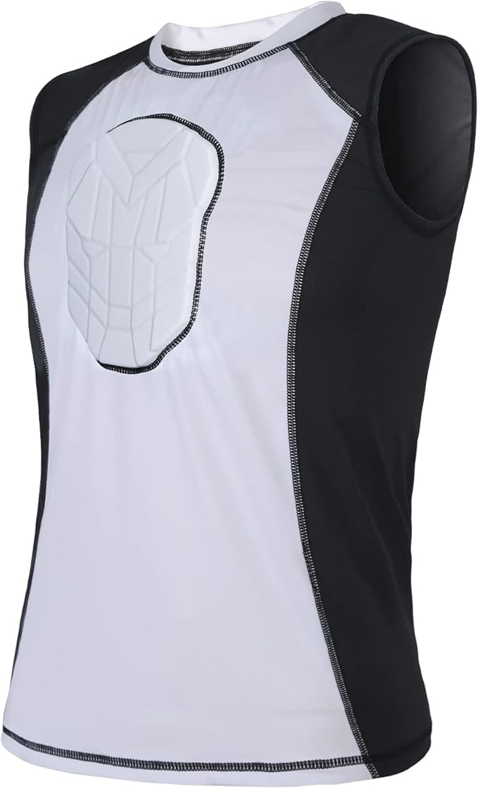 tuoyr padded compression shirt chest protector heart guard sternum protective sleeveless vest for football