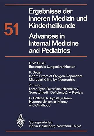 ergebnisse der inneren medizin und kinderheilkunde / advances in internal medicine and pediatrics 1st edition