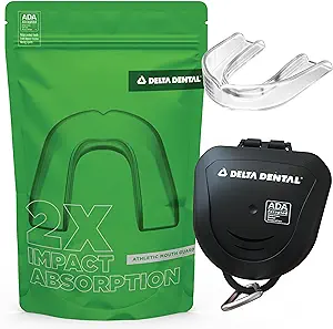 delta dental athletic sports mouth guard ada accepted 2x the impact absorption works with braces 1 pack no