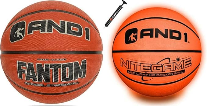 and1 basketball bundle led light up basketball and regulation size rubber basketball  ?and1 b0c2lwc4mn
