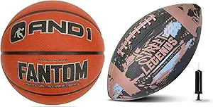and1 basketball and street legends youth football bundle official regulation size 7 rubber basketball
