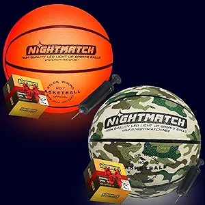nightmatch waterproof size 7 and size 5 led light up basketball glow in the dark basketball with 2 leds 8