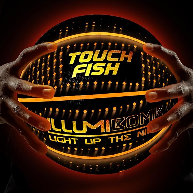 touch fish size 7 wireless charge glow in the dark led composite leather basketball with 2 pcs basketball bag