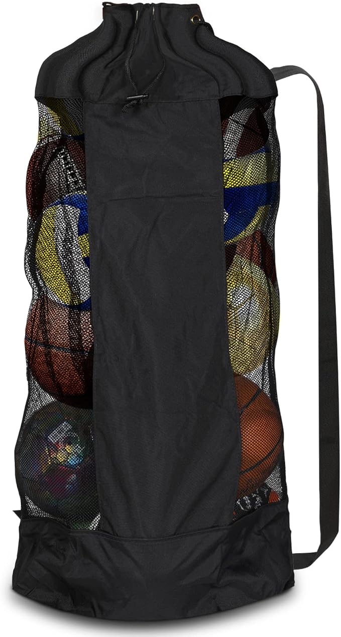 brynnl extra ball bag large mesh equipment bag black soccer ball bag with adjustable shoulder strap 600d