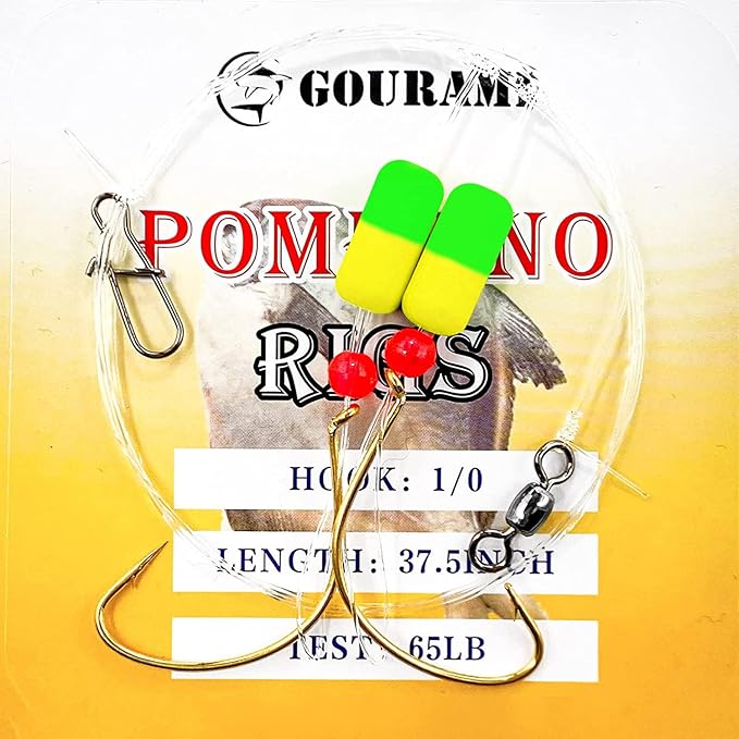 gourami 6/12pcs saltwater pompano rigs for surf fishing double drops pompano rig with floats florida offshore