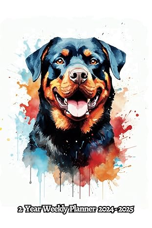 watercolor dog 2 year weekly planner monday to sunday 104 week international standard calendar iso 8601 for